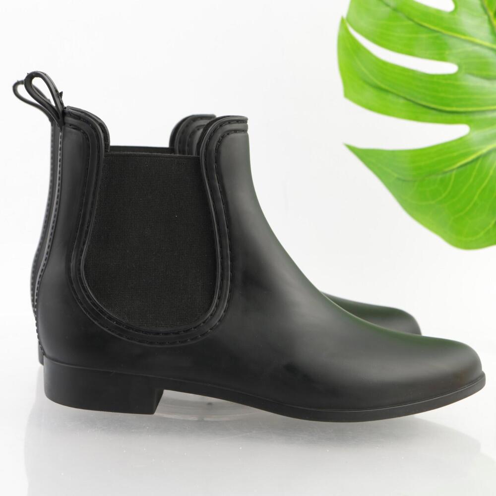 Jeffrey Campbell Womens Forecast Rain Boots Size 10 Black Rubber Chelsea Booties